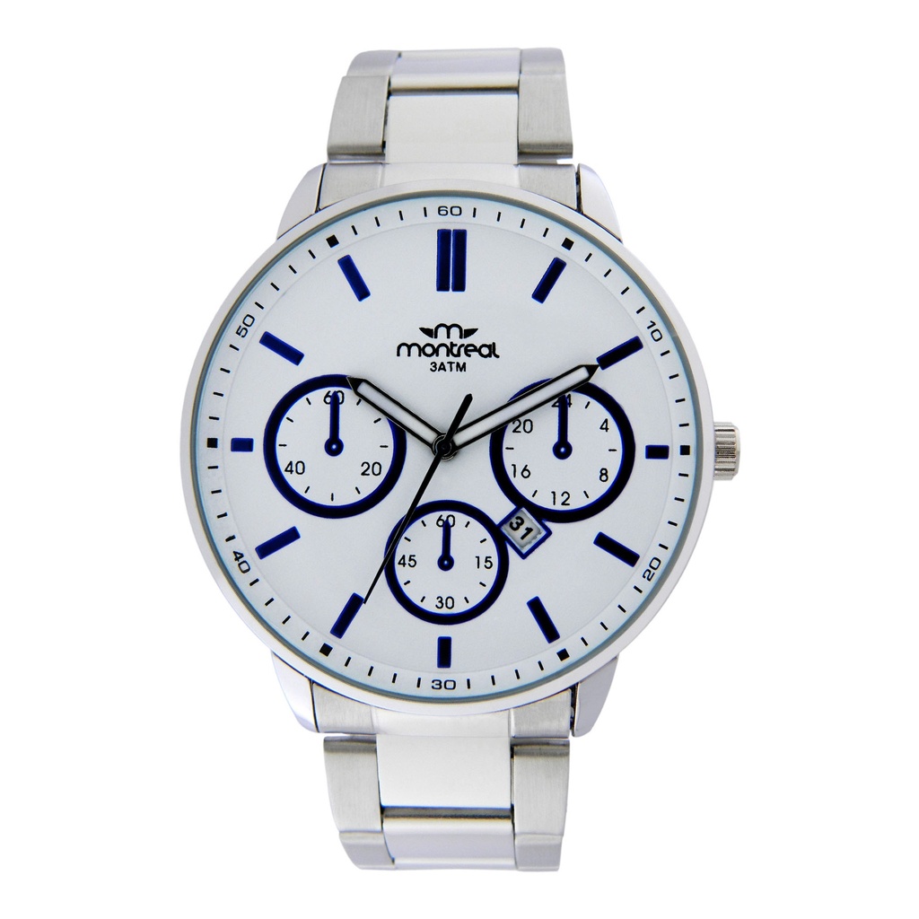 RELOJ  MONTREAL MASCULINO SFE813 PLATA AZUL