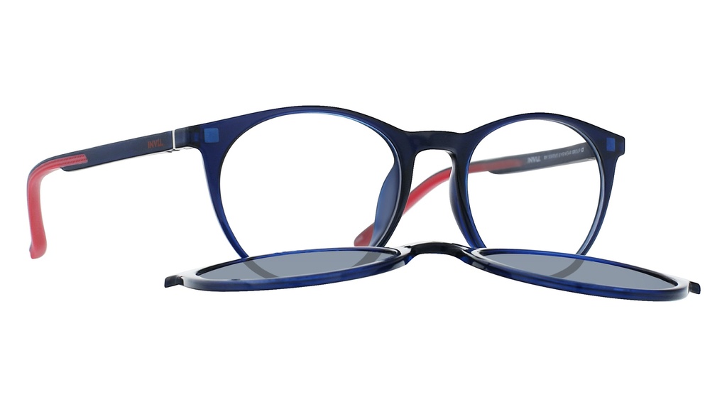 Lentes Optical Frames + ClipOn INVU Transp. Blue/Rubb. Red, M4106A